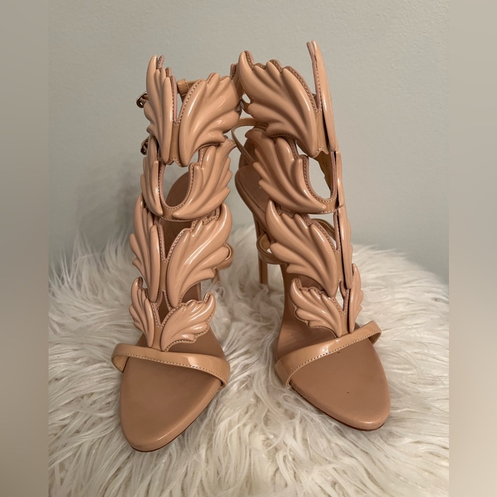 Giuseppe Zanotti Women's Pachoun Cruel High 4.5 Heel Patent Leather Nude